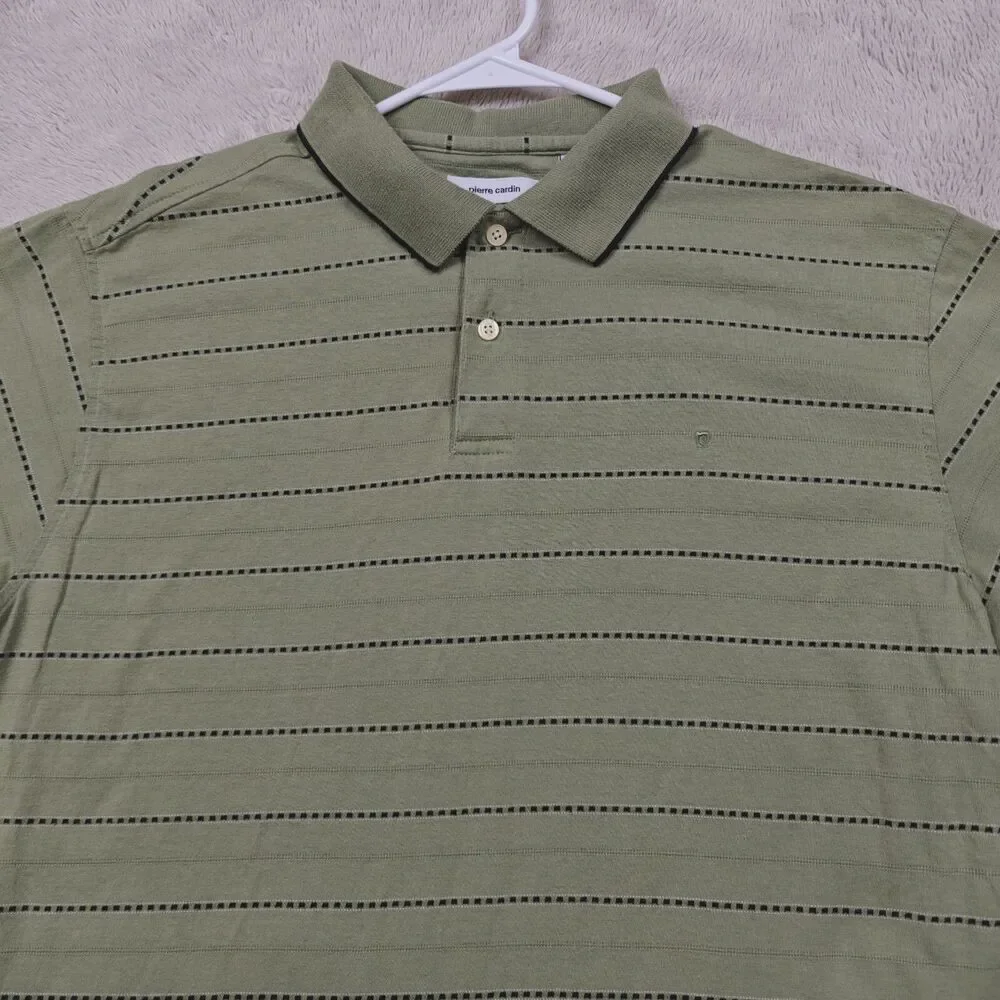 VTG Pierre Cardin Polo Shirt Men's XL Striped Green Retro Embroidered Logo